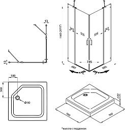 Triton Душевой уголок Тау-Блэк 90x90 – фотография-8